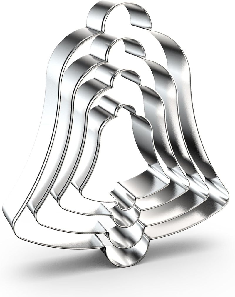 QAAQS Christmas Church Bell Cookie Cutter Set - 5", 4", 3", 2" - 4 Piece - Stainless Steel - Image 1